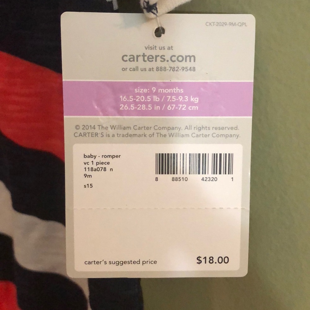 NWT Carter’s 1 - Piece Romper - Picture 4 of 4